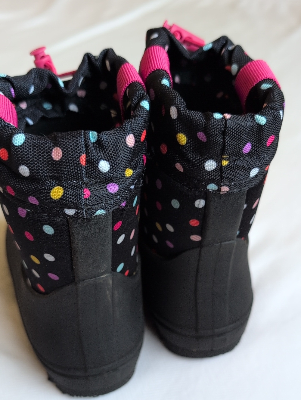 Cat & Jack Toddler Girls Black Multi Color Polka Dot Rain Boots 10 - Picture 6 of 9